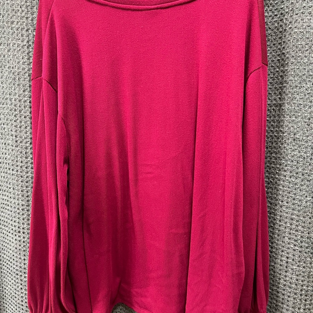 Ava & Viv Balloon Sleev Pink Oversized Top
